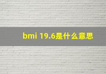 bmi 19.6是什么意思